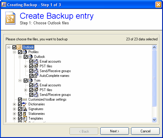 Backup Outlook screen shot