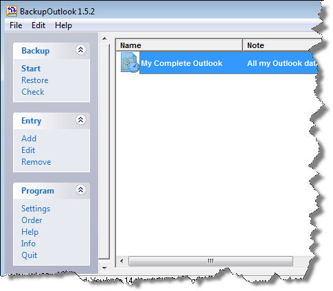 Backup Outlook entries